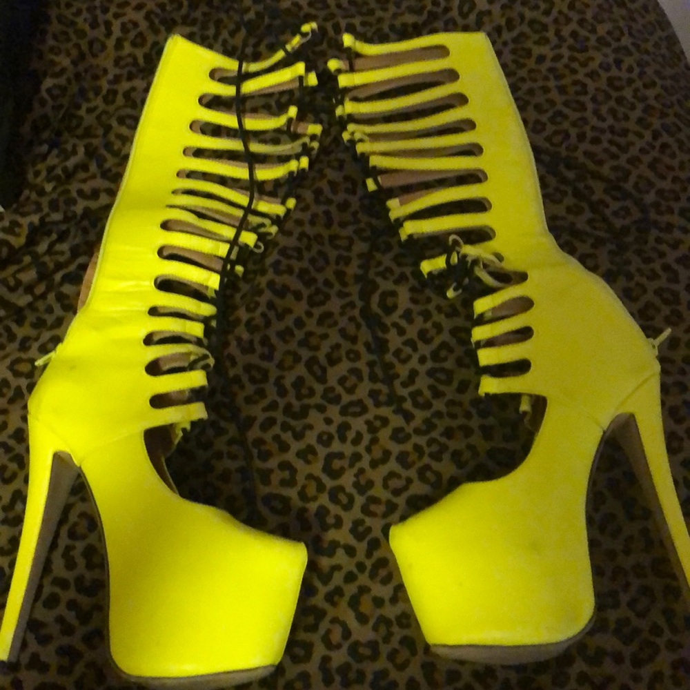 Neon yellow stilettos